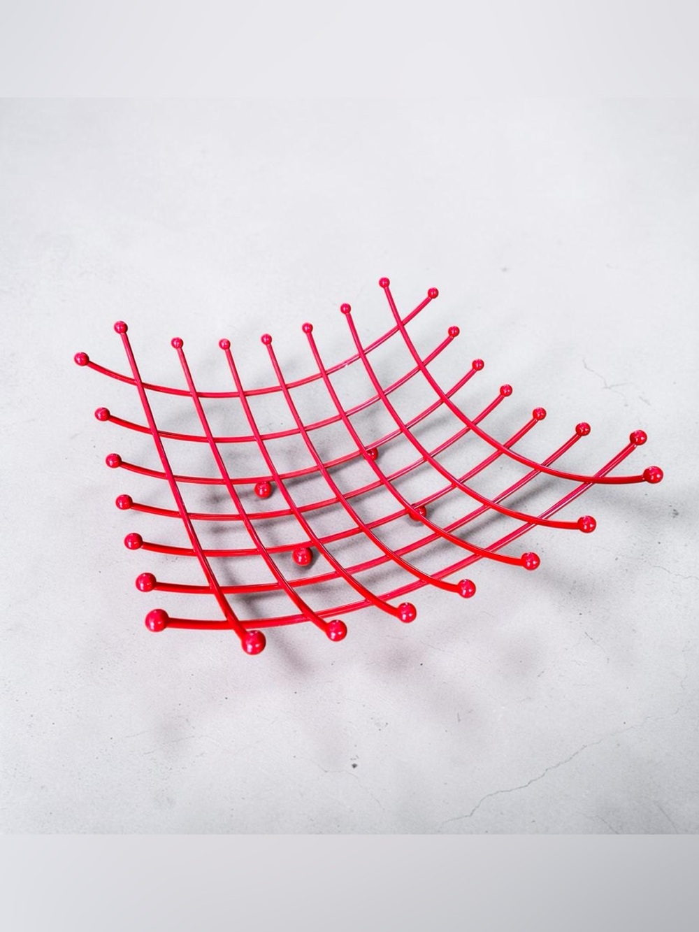 IKEA Red Metal Grid Wall Bowl